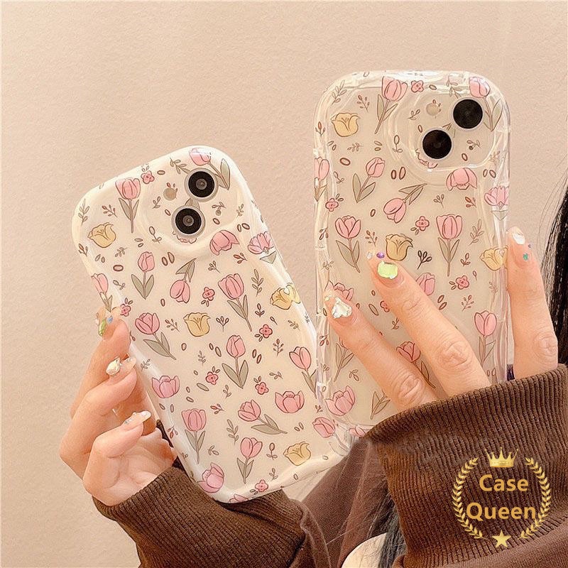 Casing 3D Wavy Curved Edge Glossy Untuk Redmi A2 9 9A 10C 10 9C NFC A1 9T 10A Redmi Note 11 12 10 Pro Max 10s 9 11s 8 10Pro POCO M3 Transparan Fresh Flowers Floral Soft Cover