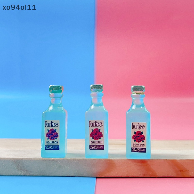 Xo 3Pcs Luminous Blue Wine Bottle Botol Bir Ornamen Dekorasi Lanskap Mikro Rumah Boneka Miniatur Mainan OL