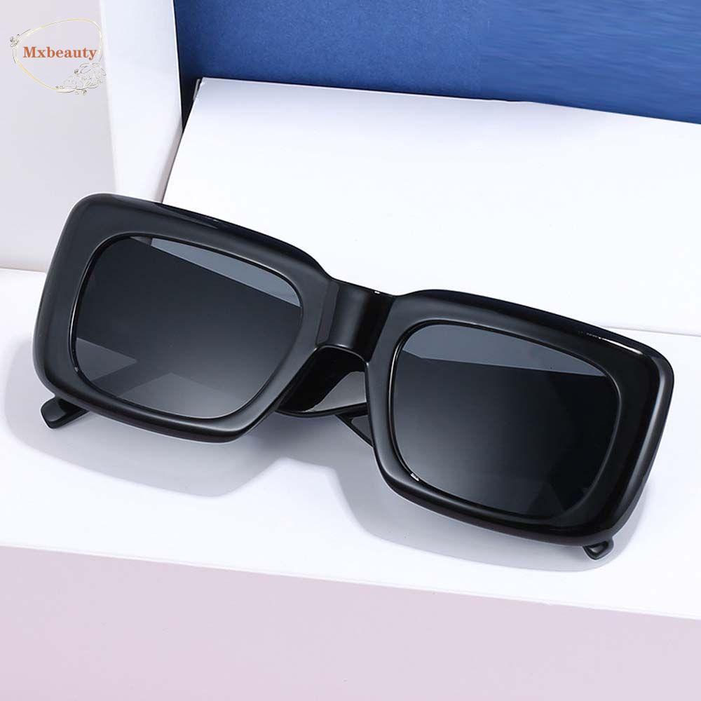 Mxbeauty Kacamata Hitam Persegi Anti UV Punk Hip Pop Bingkai Besar Motif Leopard Kacamata Matahari Warna-Warni Gaya Korea Sunglasses