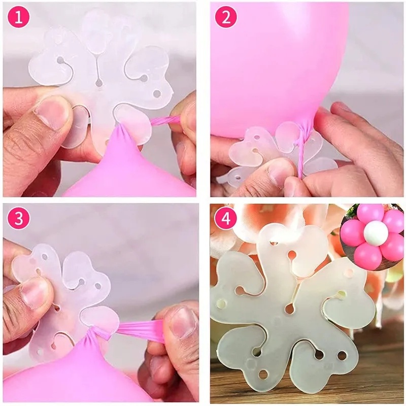 10pcs /Set Klip Balon Berbentuk Mekar/ Balon Bunga Kombinasi Memperbaiki Snaps/ Perlengkapan Dekorasi Pesta Happy Birthday