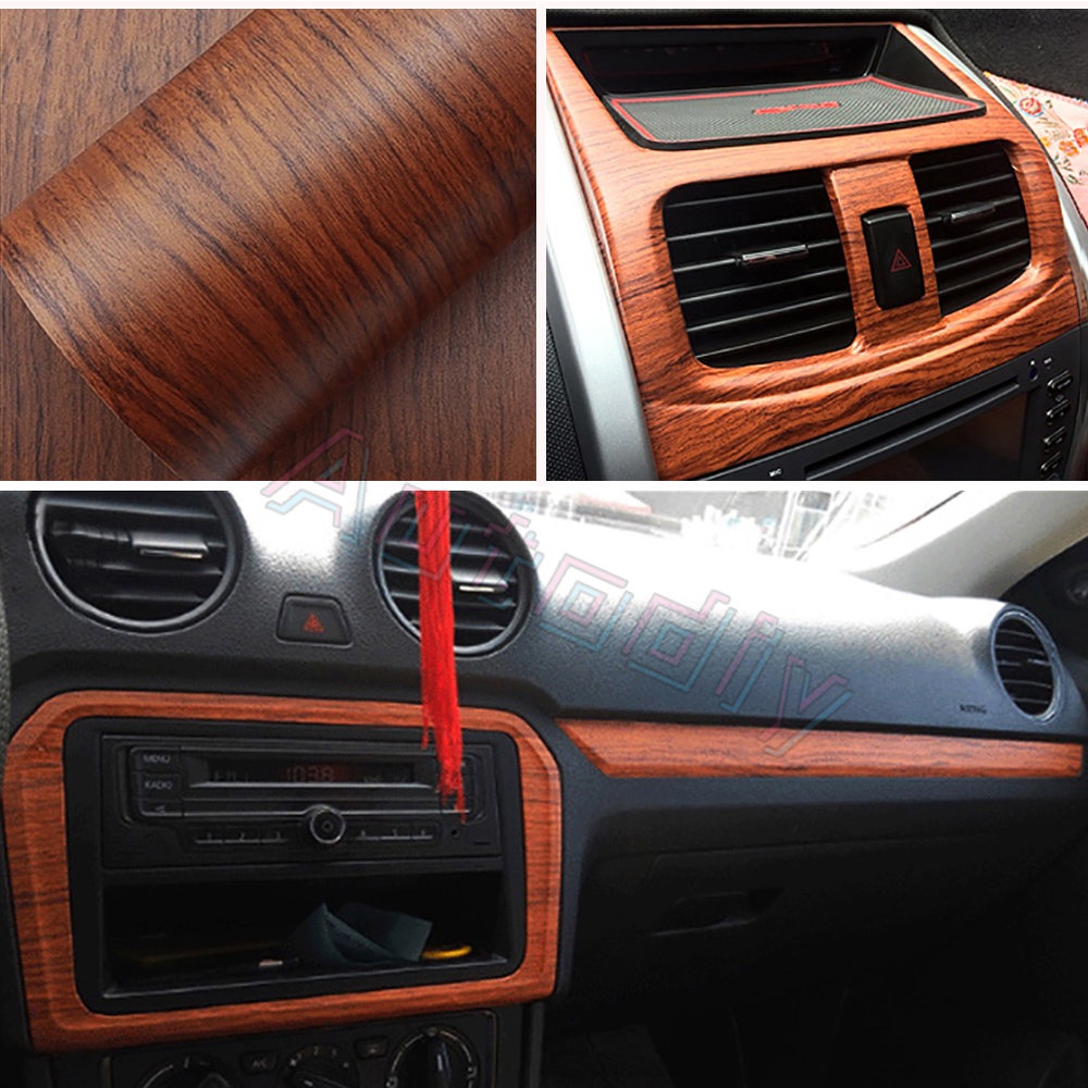 100*30cm Serat Kayu Wrap Film Stiker Mobil Gaya Retro Decals Auto Interior Wood Textured Film Self-adhesive Wrap