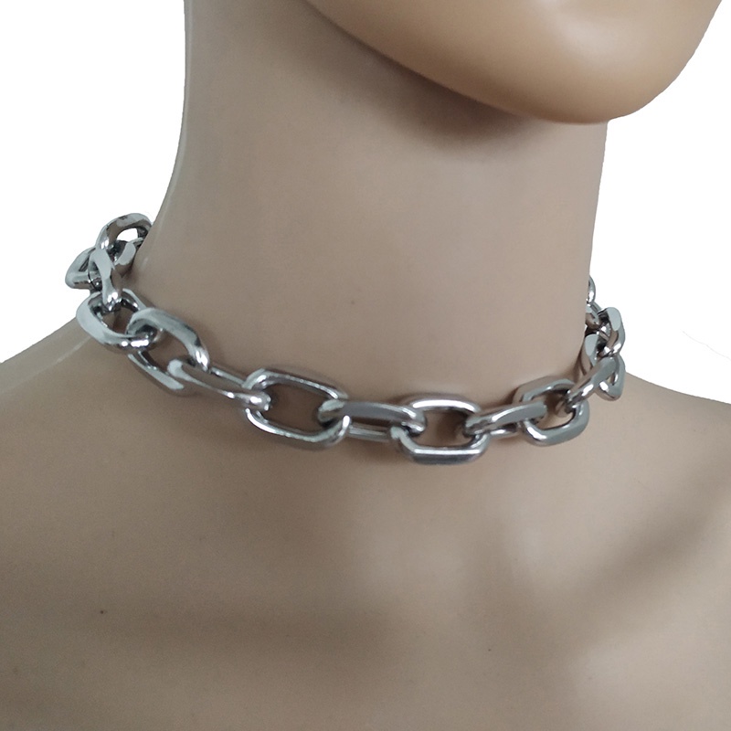 Punk Berlebihan Logam Berat Besar Tebal Rantai Choker Kalung Pria Goth Mode Klub Malam Kalung Perhiasan