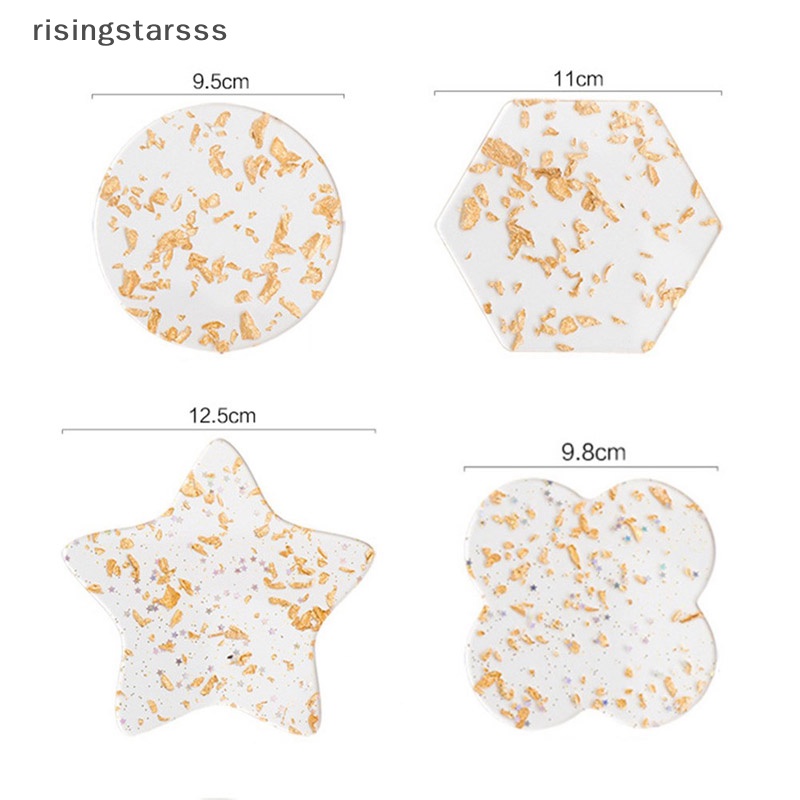 Rsid Span-new Acrylic Gold Foil Coaster Peredam Panas Alas Meja Cup Pads Cangkir Teh Kopi Mug Jelly