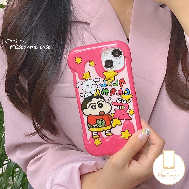 Casing Ponsel Crayon Shin-chan Kartun Lucu Kompatibel Untuk IPhone 7Plus 11 14 13 12 Pro Max XR 78 Plus X XS Max Shockproof Creative Candy 3D Ice Cream Soft Tpu Cover