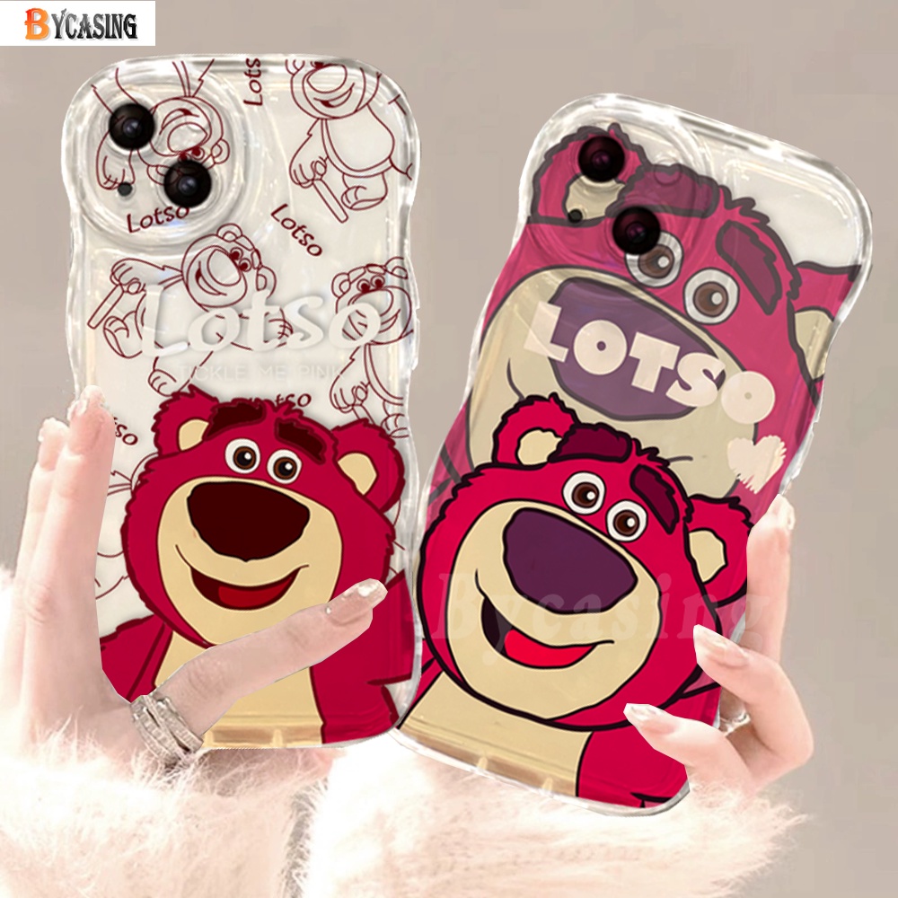 IPHONE Case Fashion Kompatibel Untuk Iphone14 7 8 6 6s Plus 11 12 13 Pro Max X 7Plus XR XS Max SE 2020transparan Graffiti Manyo Strawberry Bear Wavy Edge Soft Cover BY