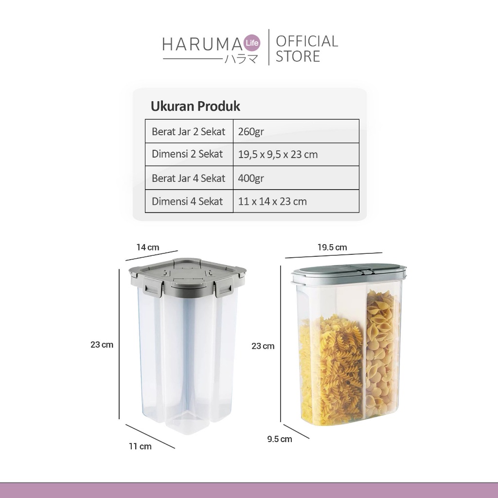 Storage Jar / Jar Snack Kedap Udara / Jar Sekat / Toples Sekat Anti Tumpah