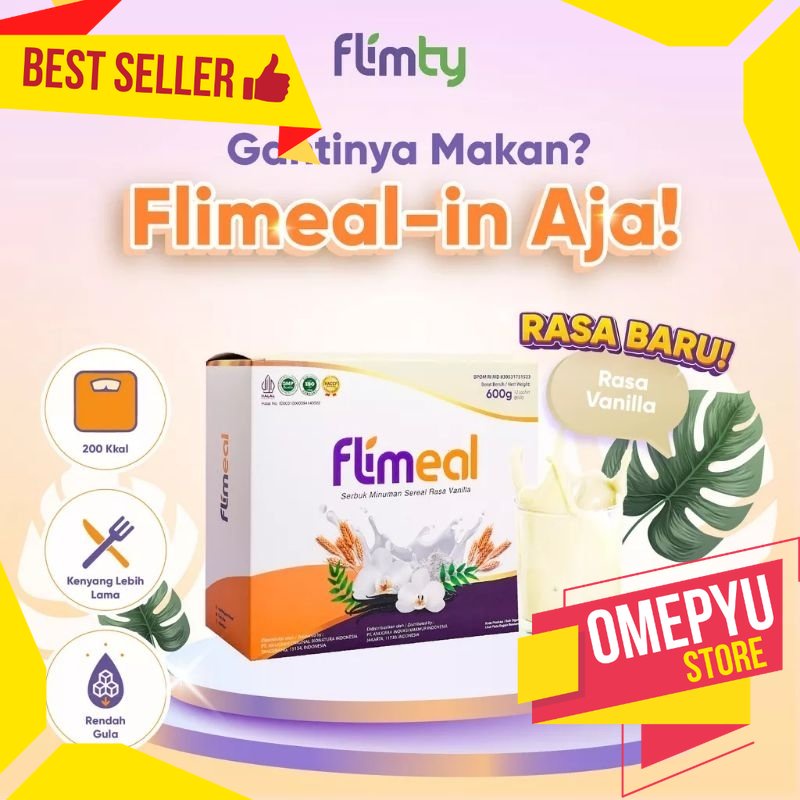 

Flimeal Meal Replacement rasa Vanilla by Flimty - 1 Box (isi 12 sachet)