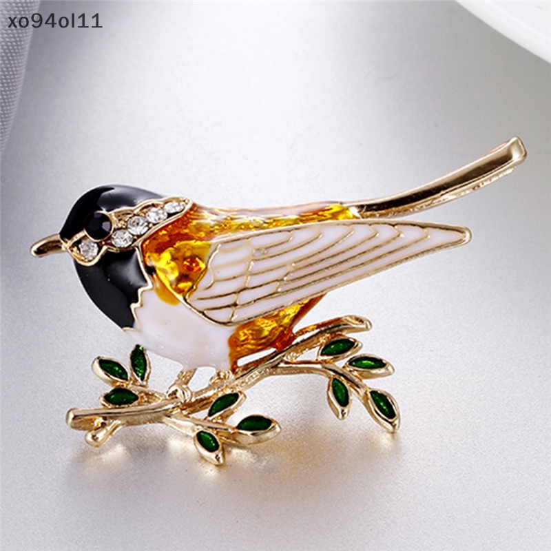Xo Enamel Burung Bros Pin Kristal Berlian Imitasi Hewan Bros Pin Pakaian Perhiasan OL