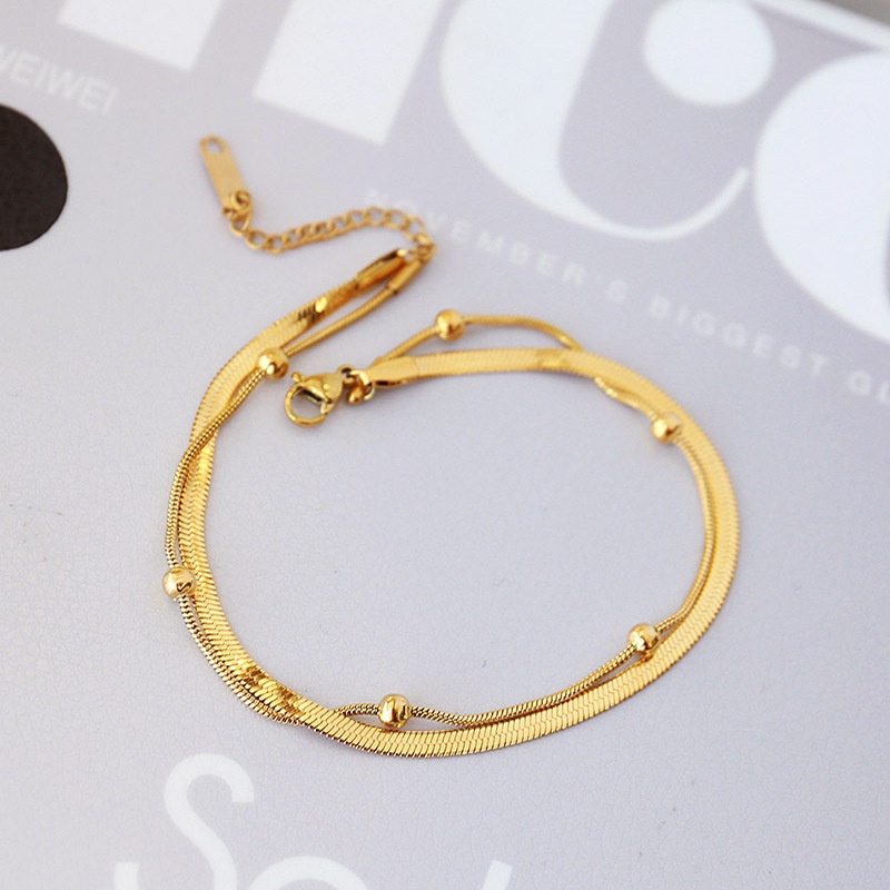 Gelang kaki dua layer gepeng bentol  titanium stainless steel 316L import anti karat harga grosir bisa cod bayar di tempat