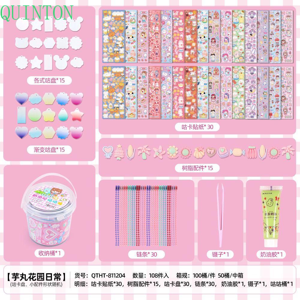 Quinton Guka Stiker Set Mainan Anak Perempuan Lucu Scrapbooking Stiker Bahan Sticker Handbook Full Set Diy Bahan Kotak Penyimpanan Goo Card Set