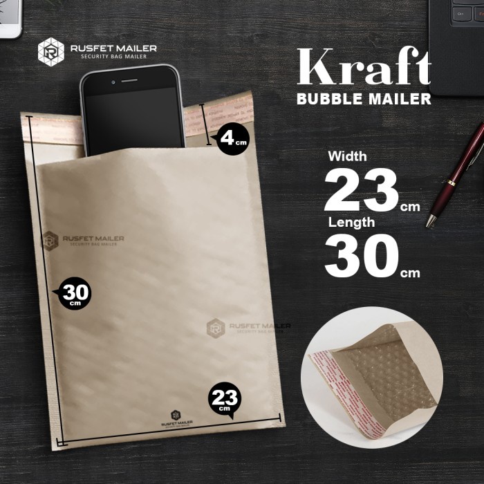 

[SC] AMPLOP PLASTIK BUBBLE MAILER - BUBBLE PACKING ONLINE KRAFT 23X26 - BROWN KRAFT, 23CM X 26CM