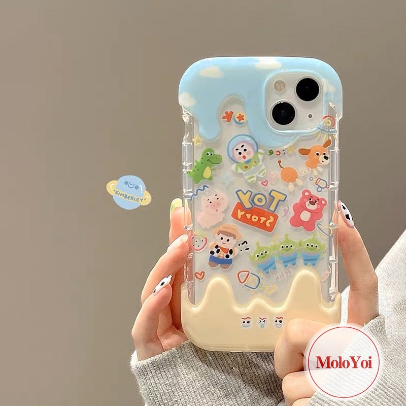 IPHONE Kartun Lucu Disney Toy Story Manyo Bear Kreatif Candy Case Kompatibel Untuk Iphone11 14 13 12 Pro Max8 7 Plus XR XS X Max 7Plus Lovely StellaLou 3D Ice Cream Soft Cover