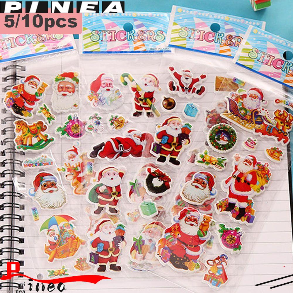 Nanas5/10lembar Stiker Natal Kado Anak Hadiah Guru Lucu Santa Claus