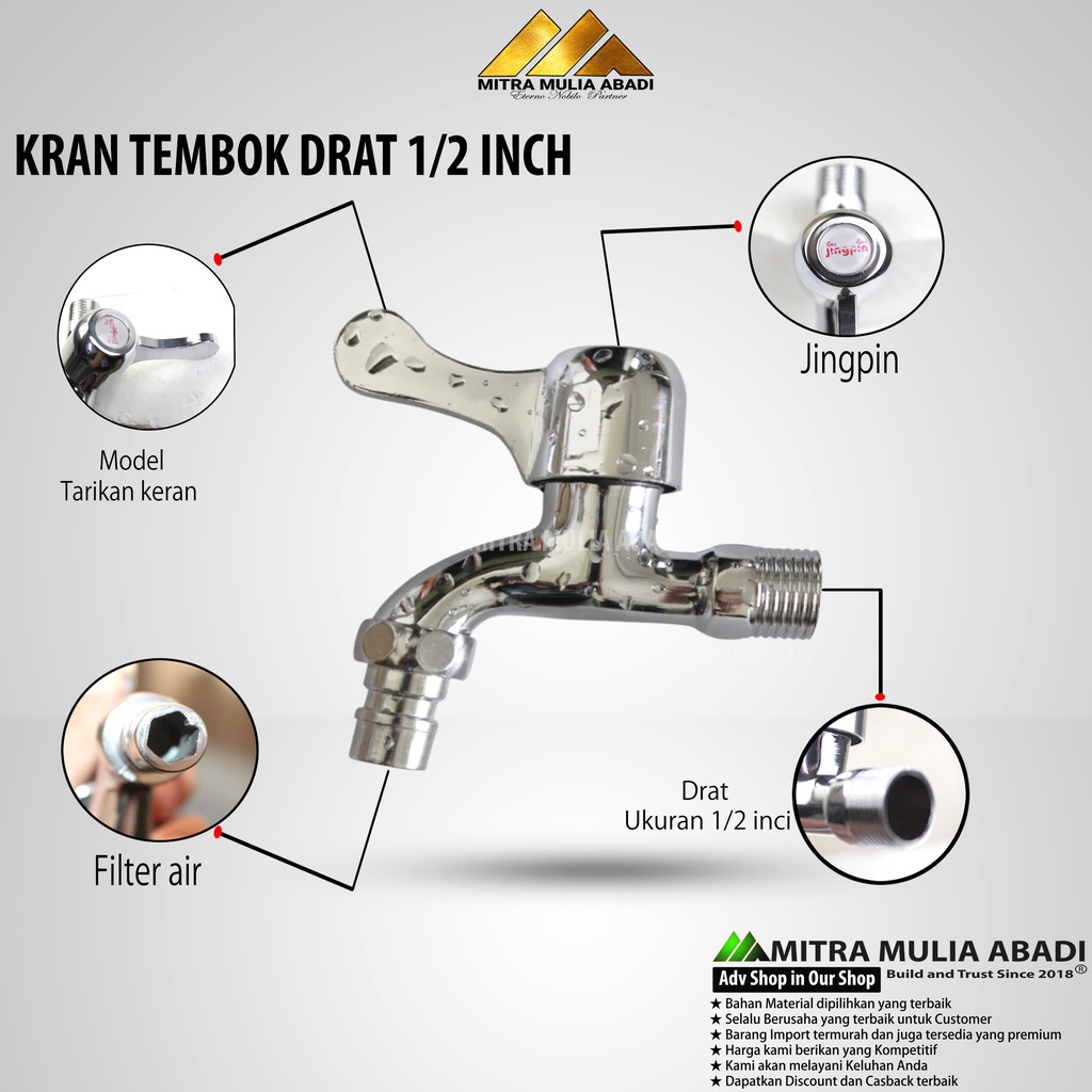 KRAN JEMPOL STAINLESS MODEL TAMAN | DRAT 1/2INCH