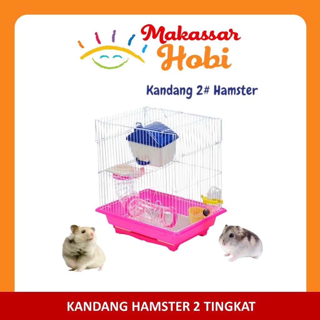 Kandang Hamster 2 Tingkat Lantai Rumah Terowongan Kincir Tempat Makan