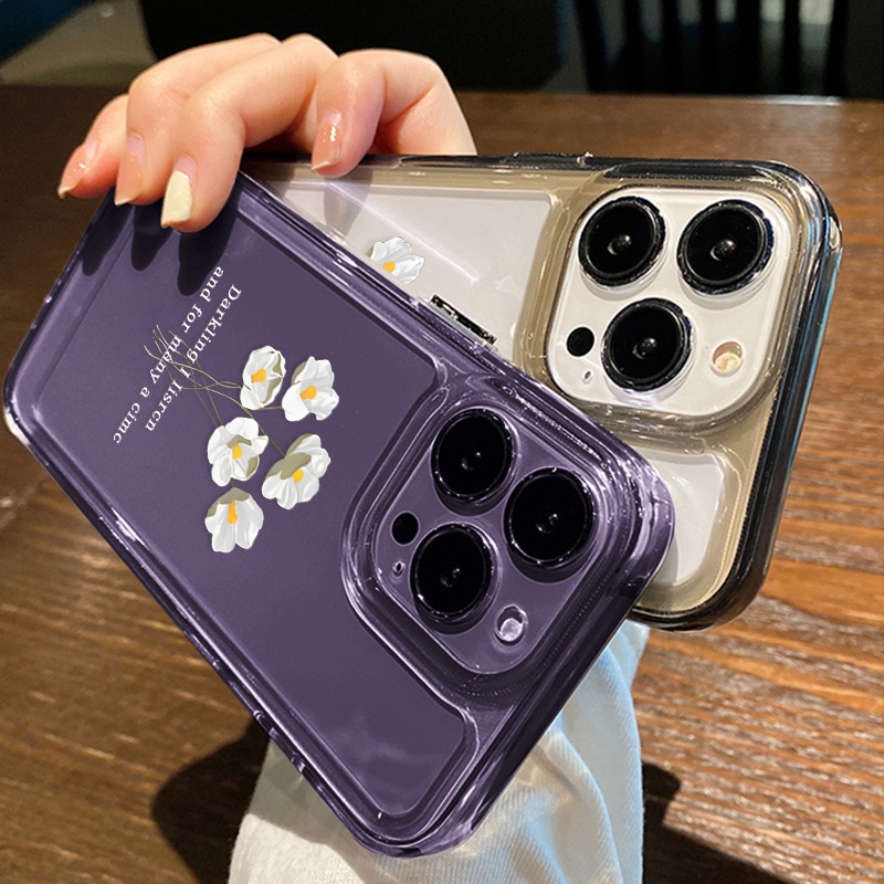 IPHONE Casing Bunga Untuk Iphone6 Kompatibel 7 8 6Plus 7Plus 8Plus 11 14 Pro Max X XS XR 11 12 13 14 Pro Pro Max SE 2020 2022 Plating Electroplated Buttons Shockproof Cover