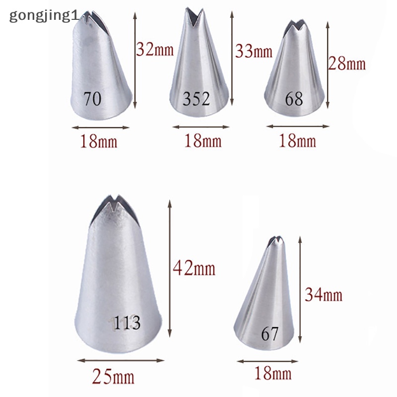 Ggg 5Pcs Daun Nozel Stainless Steel Icing Piping Nozel Tips Pastry Kue Dekorasi ID