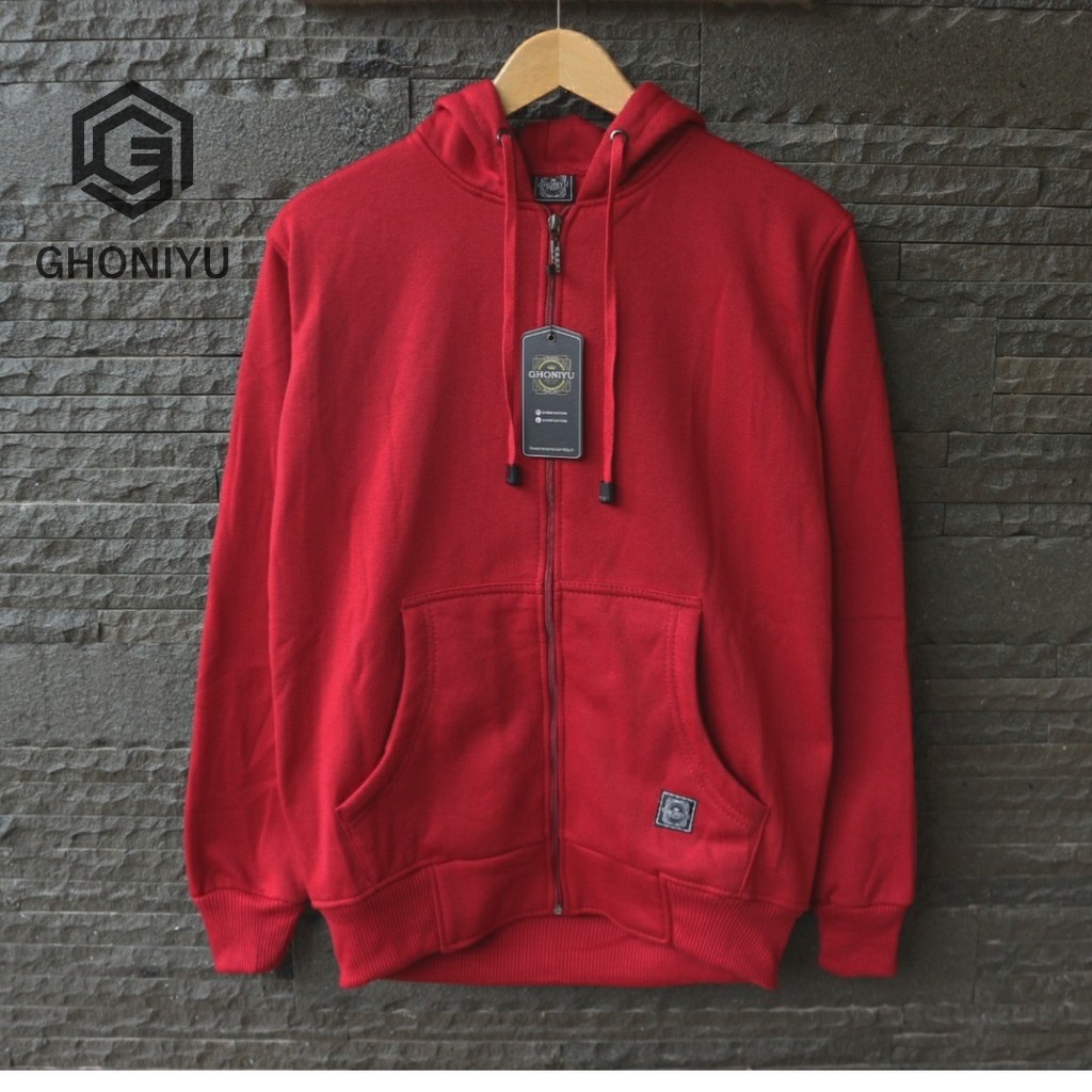 JAKET ZIPPER HOODIE POLOS/KOMBINASI ORIGINAL GHONIYU JUMBO