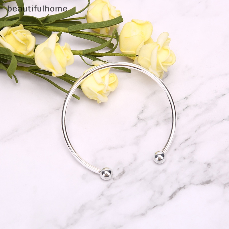 {beautifulhome} Fashion Gelang Perak Wanita Dasar Bangle DIY Pembukaan Rantai Telanjang Membuat Perhiasan.