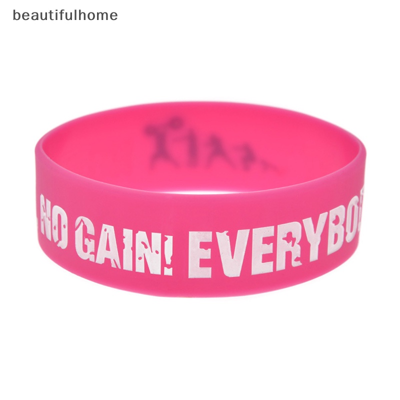 {beautifulhome} Gelang Silikon NO PAIN NO GAIN Untuk Pria Fashion Outdoor Basket Wristband.