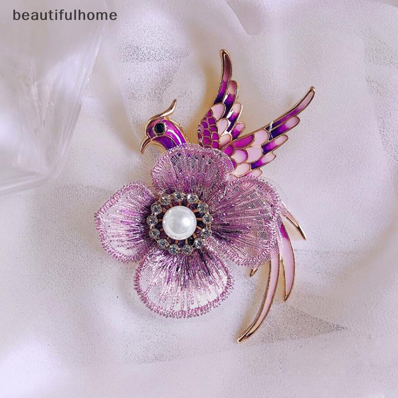 {beautifulhome} 1pc Bros Berlian Imitasi Untuk Wanita Enamel Burung Pin Merak Fashion Bros Hadiah.