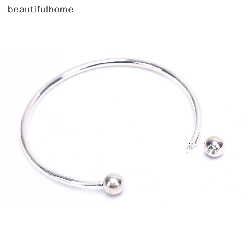 {beautifulhome} Fashion Gelang Perak Wanita Dasar Bangle DIY Pembukaan Rantai Telanjang Membuat Perhiasan.