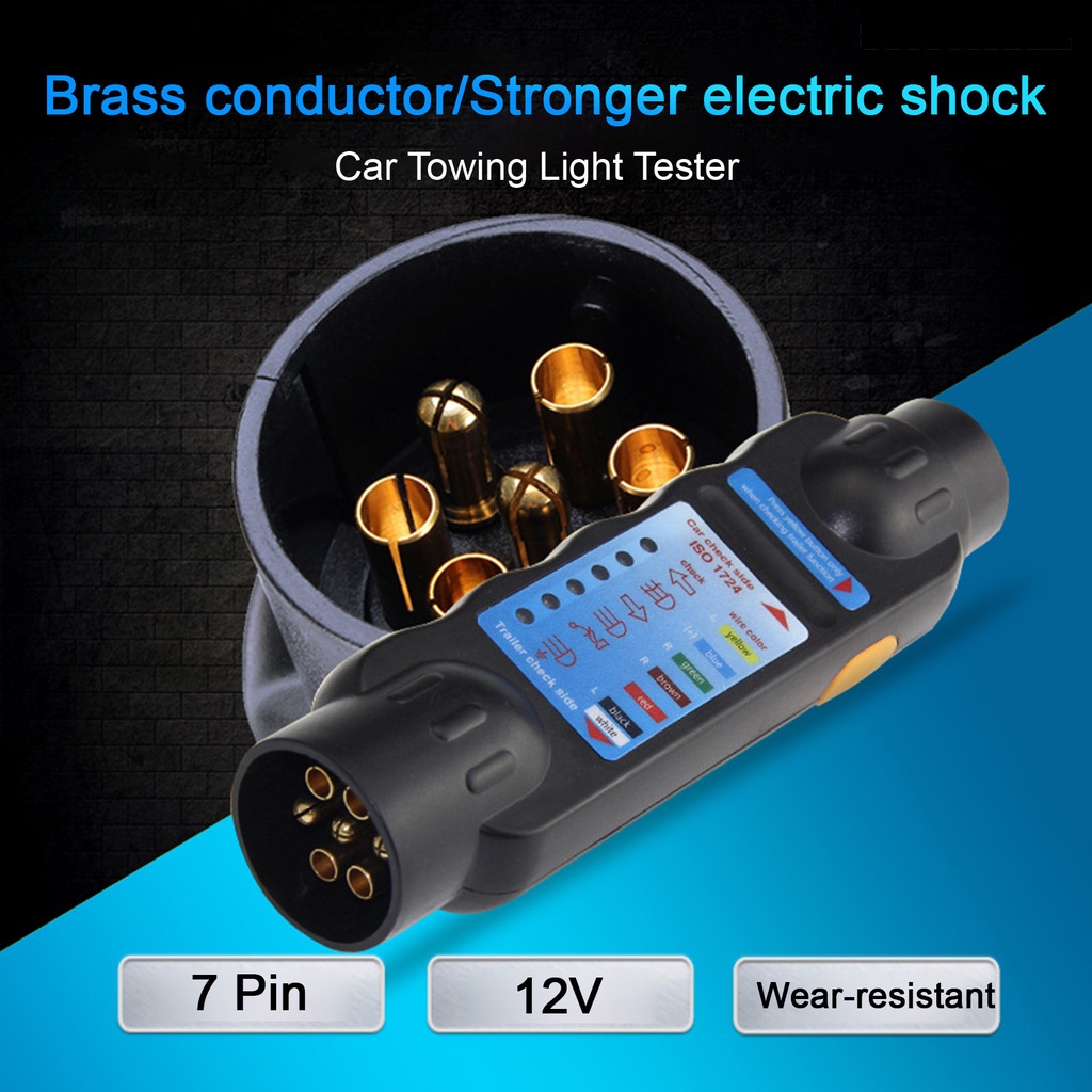 [SM]Trailer Tester 7pin 12V Plug Socket Alat Diagnostik Universal Caravan Derek Tow Bar Light Wiring Tester Trailer Tester Aksesoris Mobil
