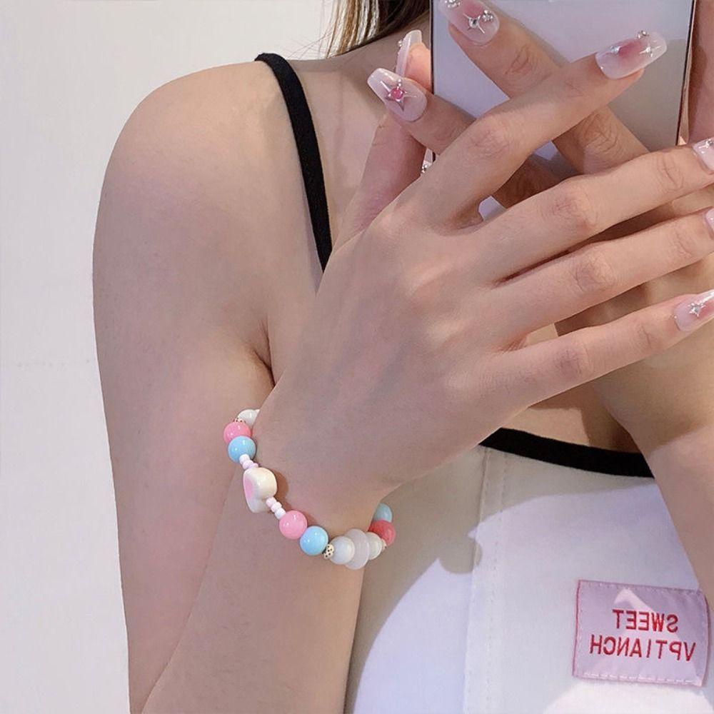 Mxbeauty Gelang Warna Permen Hadiah Kreatif Perhiasan Aksesoris Dopamin Aksesoris Tangan Cincin Retro Gaya Korea Bintang Charms Bracelet Untuk Wanita