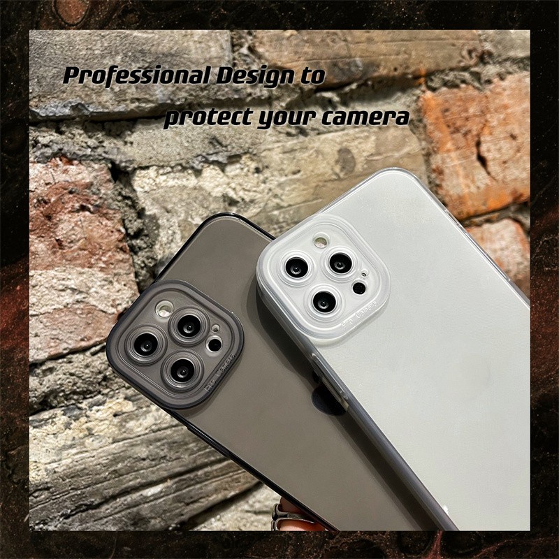 IPHONE Casing Ponsel Transparan TPU Fashion Untuk Iphone11 12 13 14 Pro Max14 Plus12 13 Pro max Soft Shell Tepi Lurus Matte Shockproof Cover