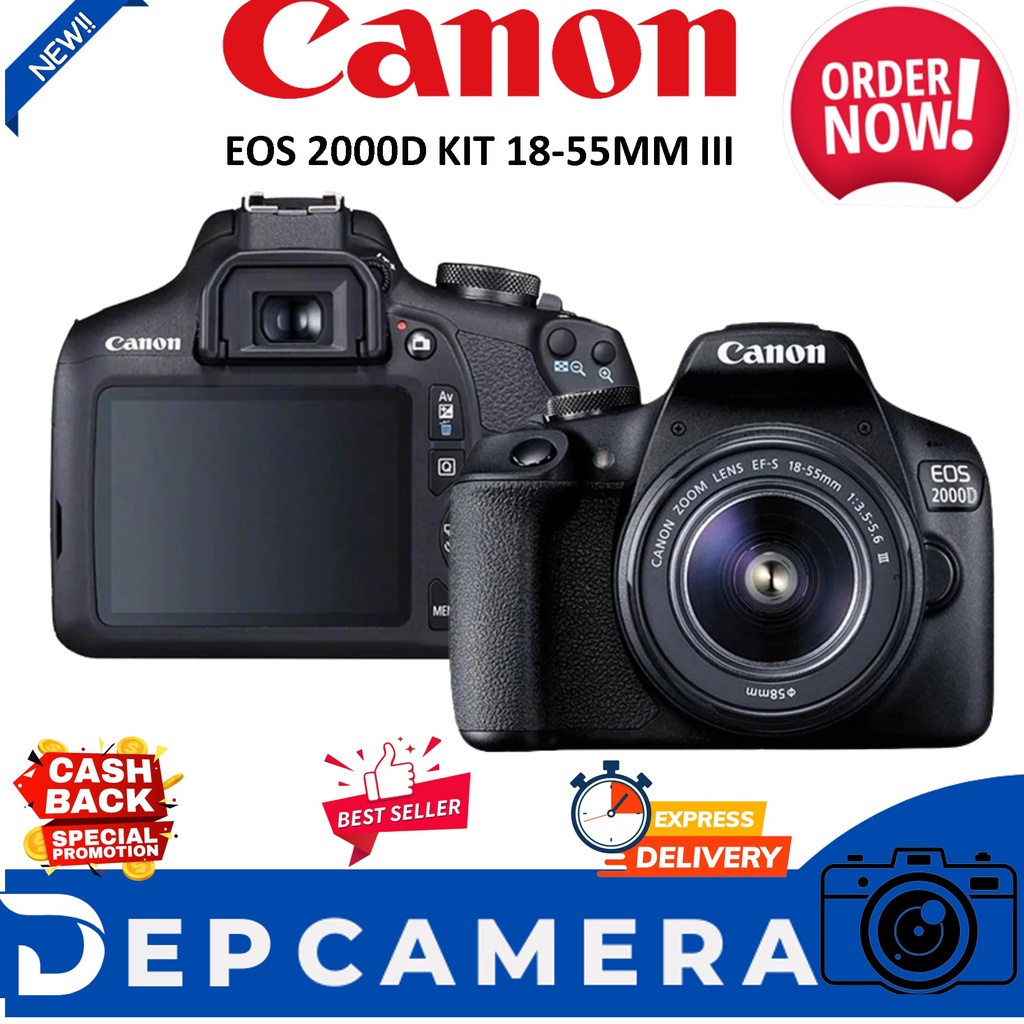 CANON EOS 2000D KIT 18-55MM III KAMERA DSLR CANON - PAKET A