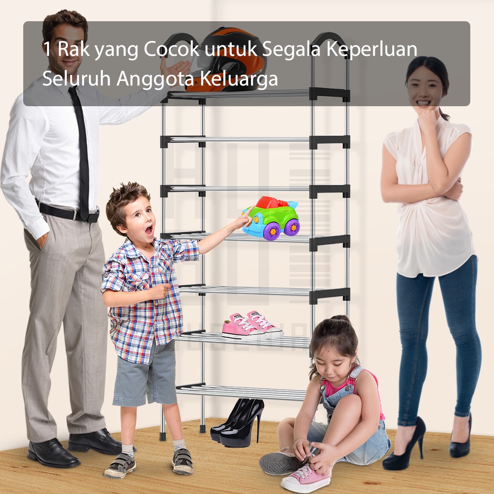 HUGO Rak Sepatu Besi Portable 5 6 7 Susun Kokoh Premium Quality