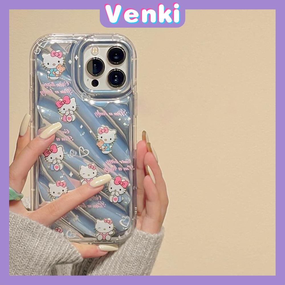 VENKI - Untuk iPhone 11 iPhone Case Laser Reflektif Bening Phone Case TPU Soft Shockproof Airbag Case Sederhana Lucu Kartun Kucing kompatibel dengan iPhone 14 13 Pro max 12 Pro Max XR XS 7