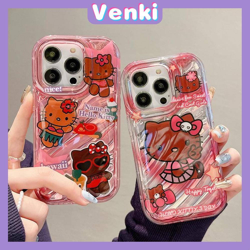 VENKI - Untuk iPhone 11 iPhone Case Laser Reflektif Bening Phone Case TPU Soft Shockproof Airbag Case Cute Kartun Kucing Kompatibel dengan iPhone 14 Pro Max 13 Pro Max 12 Pro Max XR XS 7