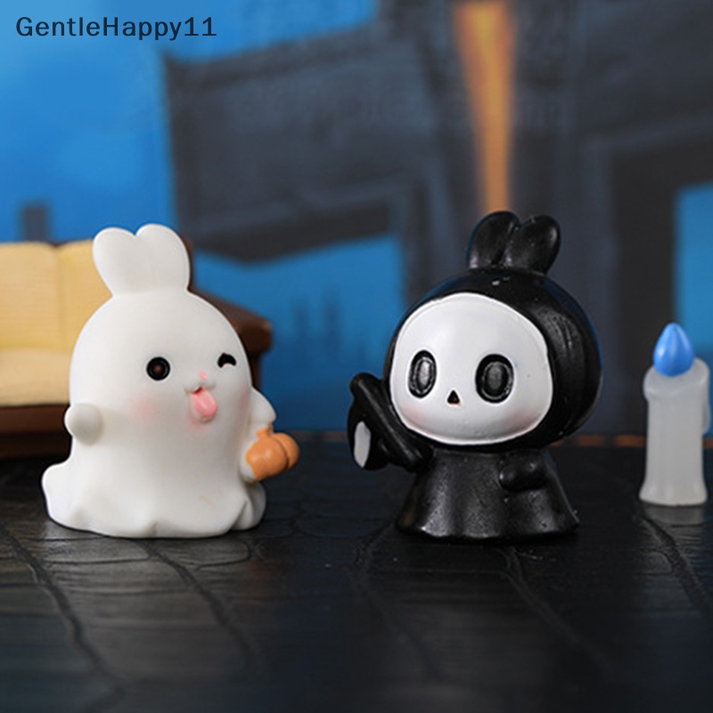 Gentlehappy 2023hadiah Tahun Baru Patung Miniatur Halloween Kelinci Mikro Lanskap Ornamen Dekorasi Indah Patung Kelinci Mini Peri Hiasan Taman Hewan Dekorasi Meja id