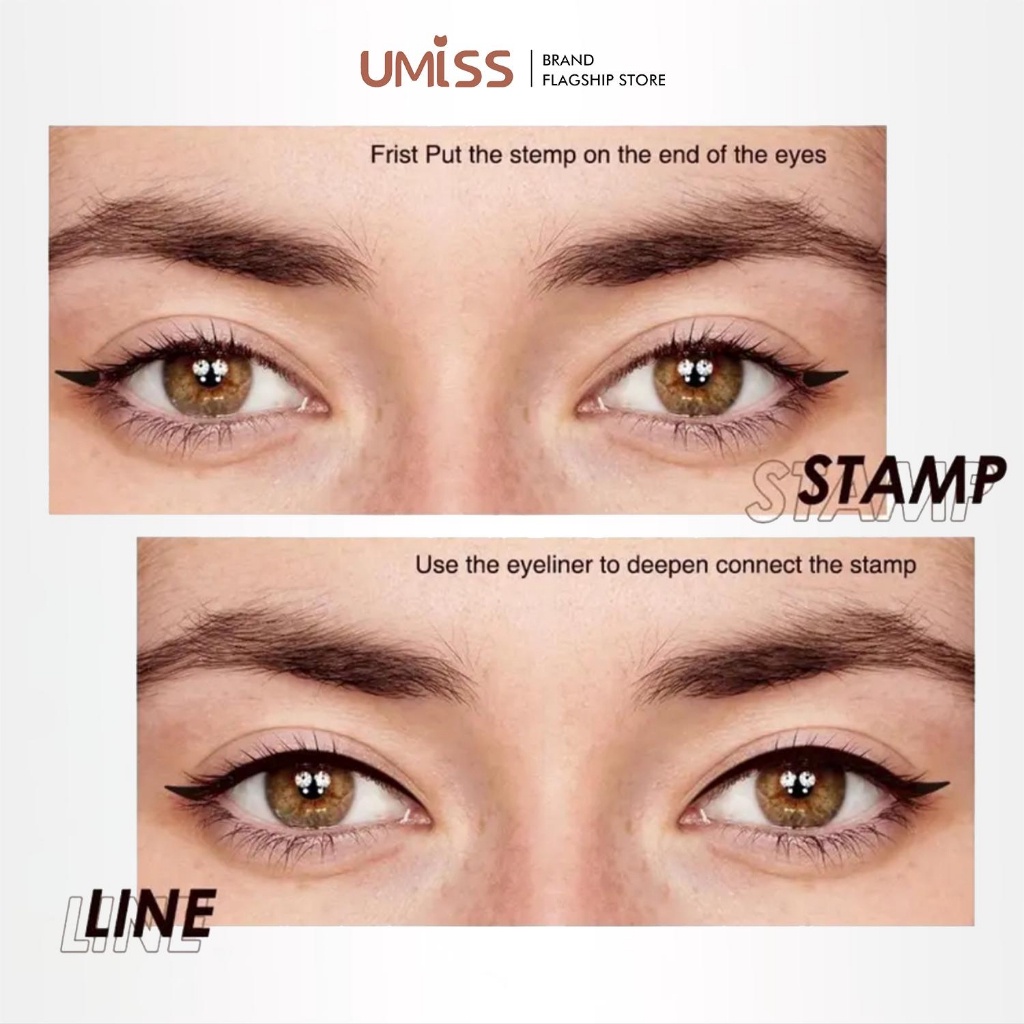 uMISS EYE MAKE UP SET Eyeliner stamp waterproof+Mascara eyelash Long-lasting lengthening Face Makeup Sets PAKET kosmetik original Cod