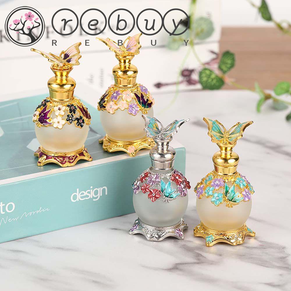 Rebuy Gold Butterfly Botol Parfum 4warna 15ml Tutup Logam Gaya Arab Dekorasi Pernikahan Hadiah Botol Kosong Isi Ulang