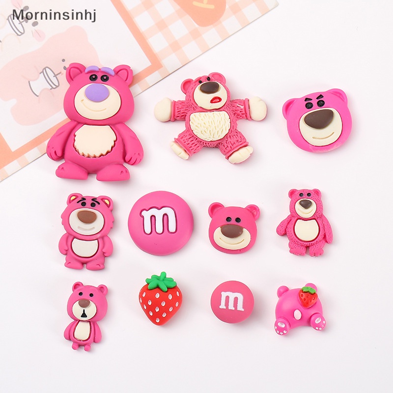 Mornin 1 Pc Mini Kawaii Kartun Strawberry Bear Datar Kembali Resin Hewan Scrapbook DIY Perhiasan Craft Dekorasi Aksesoris id