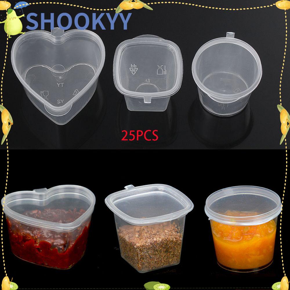 Chookyy 25Pcs Pigmen Cat Kotak Sekali Pakai Tutup Berengsel Takeaway Sauce Cup