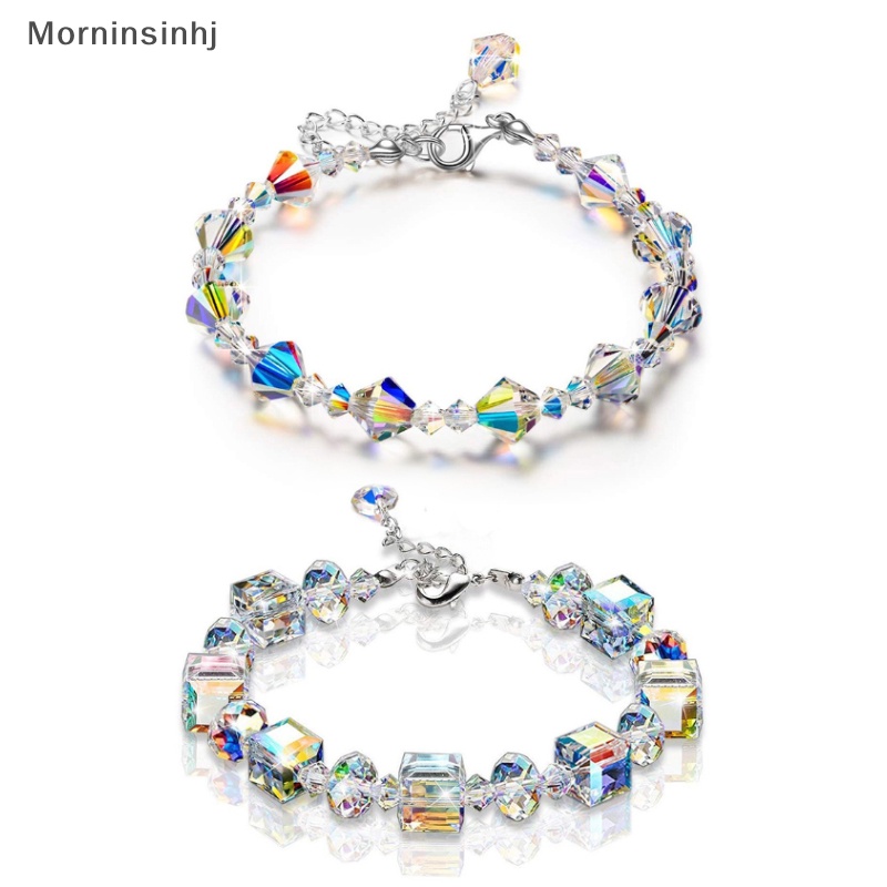 Mornin Fashion Shine Crystals Stone Bracelet Untuk Wanita Adjustable AB Color Square Beaded Bracelet Gadis Pesta Perhiasan Hadiah id