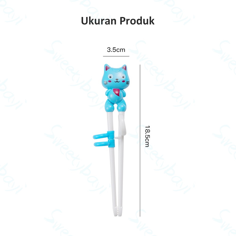 SweetyBayi Sumpit bayi anak BPA Free Sumpit anak belajar makan motif kucing Training chopstick anak