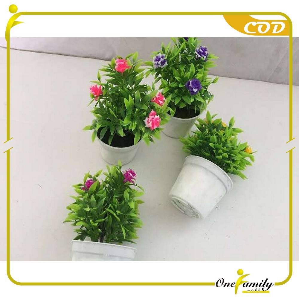 JT - Ornamen Pot Bonsai Dekorasi Rumah / Meja Pajangan Bunga Hias Plastik Artificial Flower / Bunga Meja Set Pot