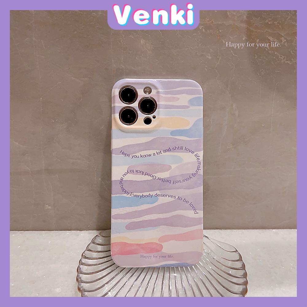 VENKI - For iPhone 11 iPhone Case Cream Glossy Film TPU Soft Shockproof Phase Cover Protection Romantic Smudged Clouds Compatible with iPhone 14 13 Pro max 12 Pro Max xr xs max 7 8