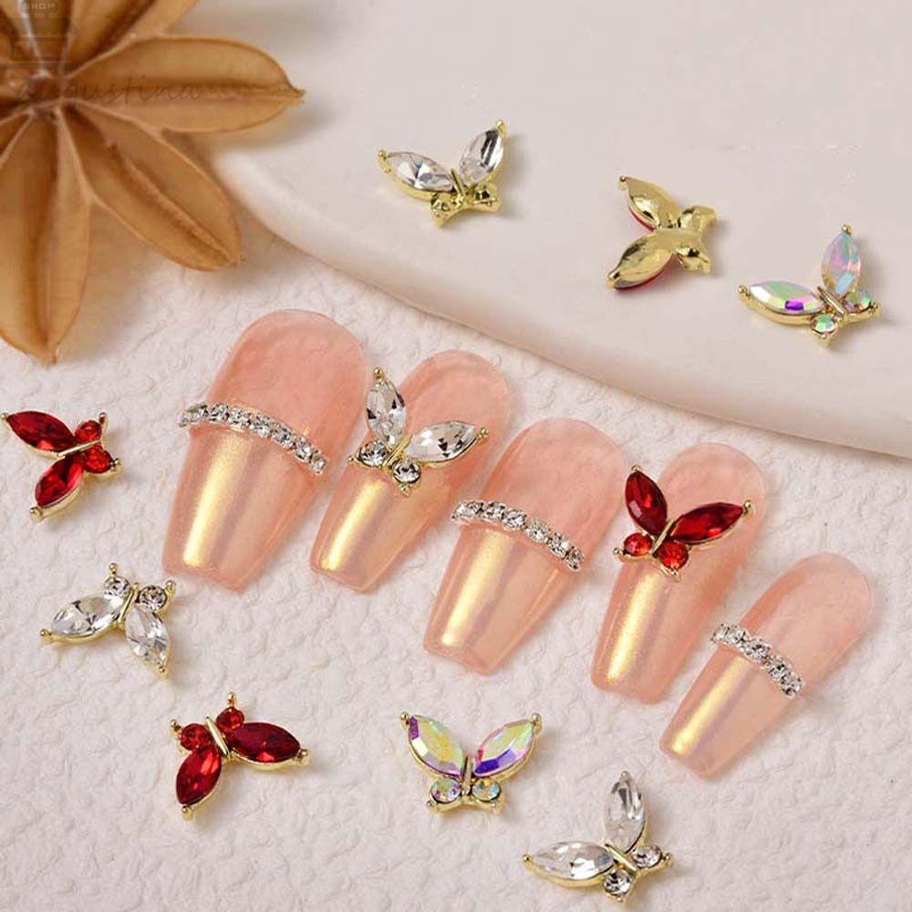 AUGUSTINA Agustina Nail Art Rhinestones Mode Cahaya Mewah Zirkon Kuku Bor Jepang Nail Art 3D Nail Jewelry