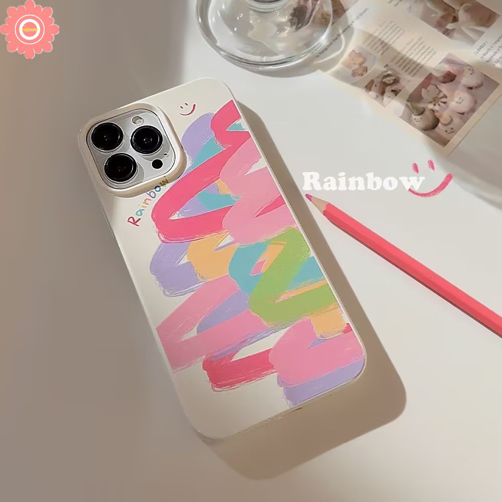 IPHONE Glossy Irregular Watercolor Pattern Shockproof Case Kompatibel Untuk Iphone7 8 Plus XR X XS Max11 14 13 12 Pro Max SE 2020fashion Colorful Doodle Paint Rainbow Soft Tpu Back Cover