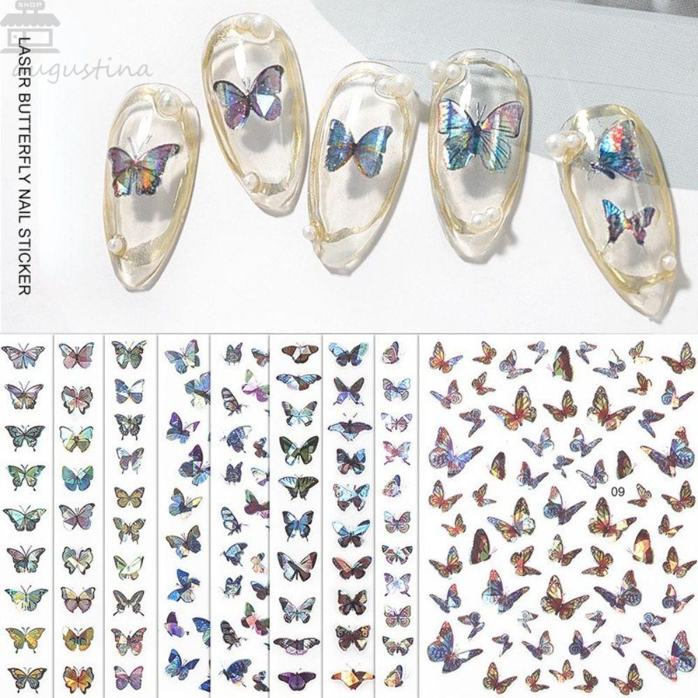 AUGUSTINA Agustina Perekat Stiker Kuku Laser Jepang Kuku Kecantikan DIY Stiker Kuku Nail Art Perhiasan Nail Art Dekorasi
