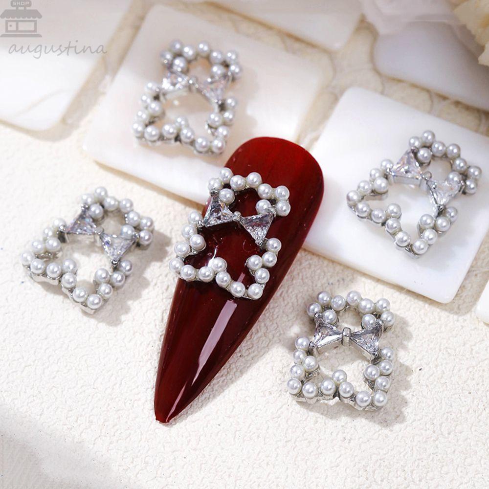 AUGUSTINA Agustin 3D Dekorasi Nail Art Cinta Hati Mewah Wanita Manicure Aksesori Salon Hiasan Kuku Nail Rhinestones