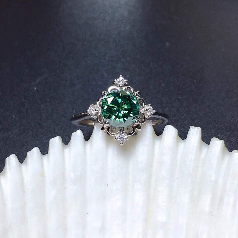 Cincin Kawin Wanita Desain Modern Dengan Zirkon Kubik Hijau Fashion Aksesoris Jari Elegan