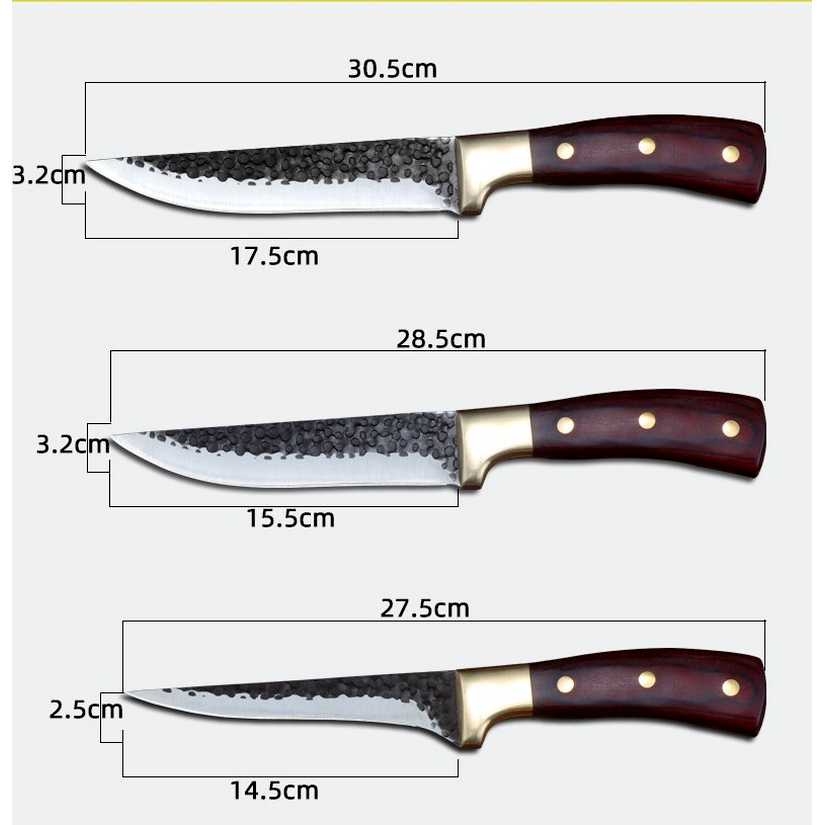 Descend Pisau Daging Super Tajam Dapur Stainless Set Seset Kulit Sapi Fillet Tulang Boning Import