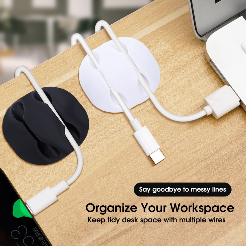 Kabel USB lubang ganda silikon penggulung kawat sederhana / kabel penjepit kawat Desktop klip rapi tetap / kabel Mouse penjepit kawat Organizer / kabel Holder untuk Organizer kawat Headphone