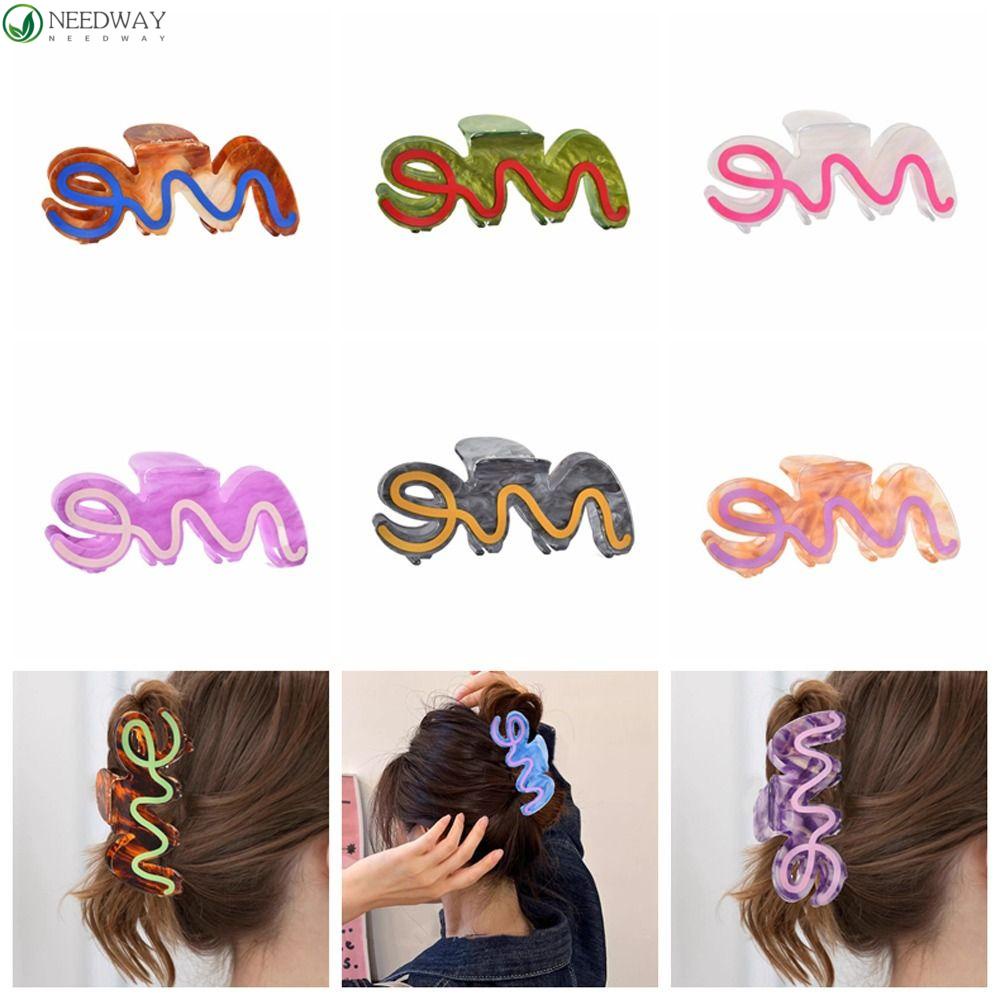 NEEDWAY Needway Hair Claws Hairgrip Ponytail Clip Ukuran Besar Bentuk Ular Bentuk Gelombang Hiu Claw Clip Hair Pin Untuk Wanita